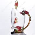 Miniatyrbild 4 av 4: TD® Glas blomma tekopp Europeisk stil kreativ rosa emaljfärg hög temperatur färg vattenkopp present