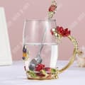 Miniatyrbild 2 av 4: TD® Glas blomma tekopp Europeisk stil kreativ rosa emaljfärg hög temperatur färg vattenkopp present
