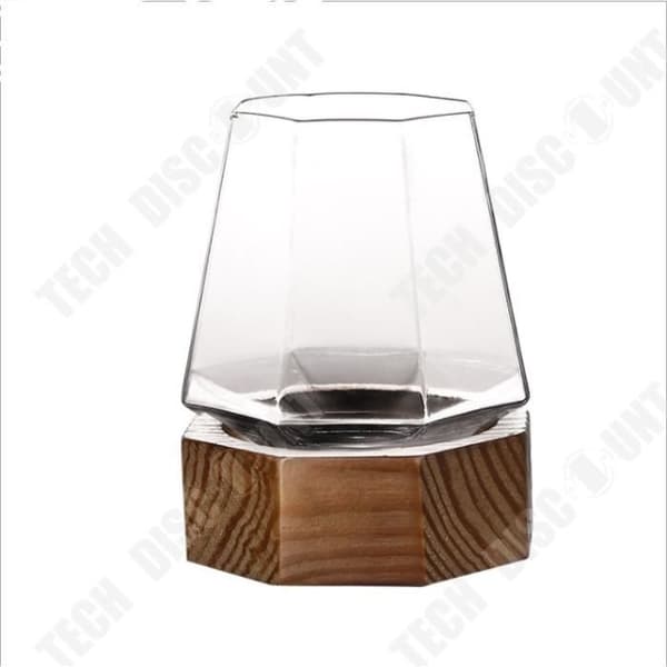 TD® Diamond glas med träbotten inte hälla transparent octagon whisky cocktail kreativ personlighet Borosilikat Blyfri