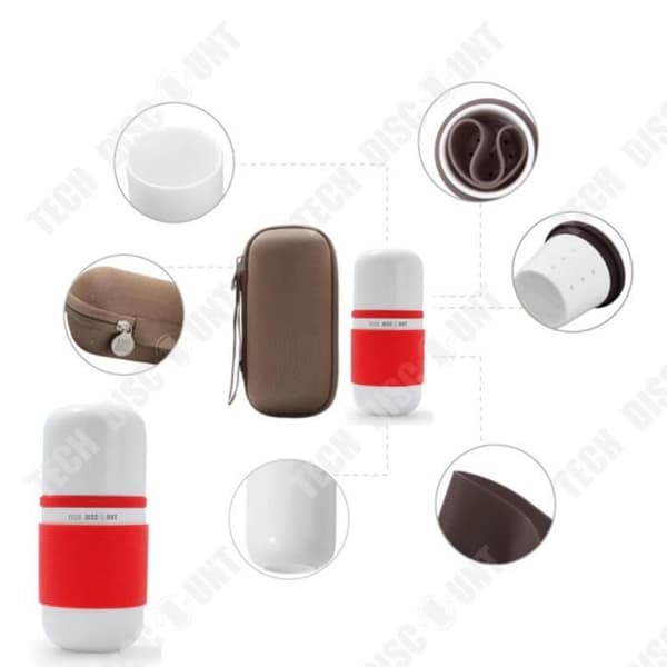 TD® Cup kaffe te resekontor bil keramik resebärbar 2 i 1 kreativ presentprodukt vit röd liten elegant