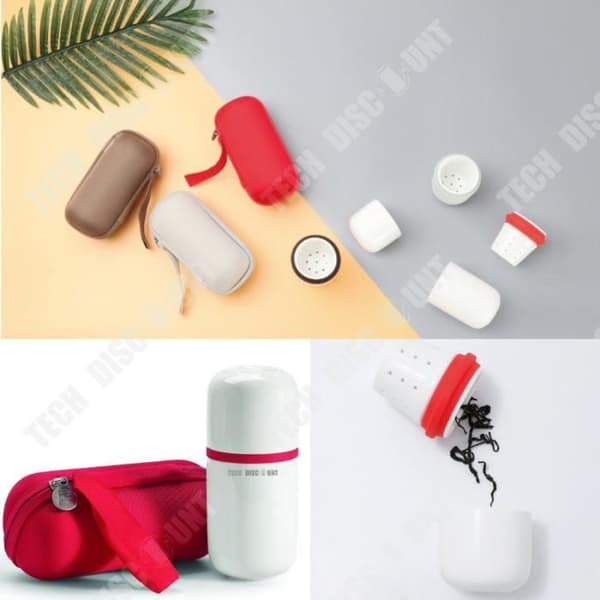 TD® Cup kaffe te resekontor bil keramik resebärbar 2 i 1 kreativ presentprodukt vit röd liten elegant