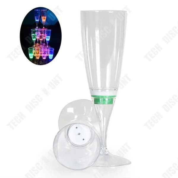 Multifärgade LED Champagneglas - TECH DISCOUNT - 6-pack - 150 ml - Ekologiska
