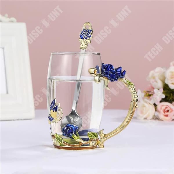 TD® 350 ml rosa emalj vattenkopp Högtemperaturbeständig glasblomma