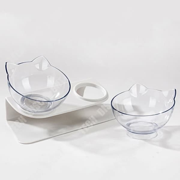 TD® Kattskål Dubbel kattdricksskål Husdjursbassäng Plastskål med dubbla ändamål