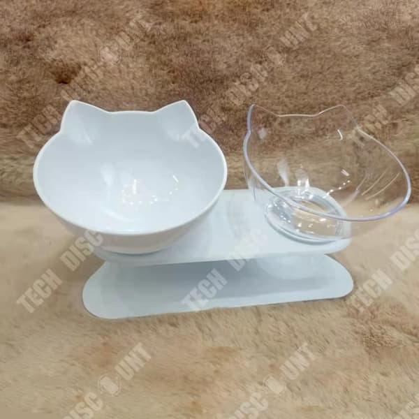 TD® Cat Bowl Oblique Cat Food Basin Husdjursskål Skyddar halsryggen-vit över