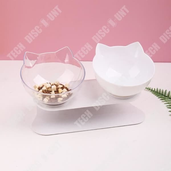 TD® Cat Bowl Oblique Cat Food Basin Husdjursskål Skyddar halsryggen-vit över