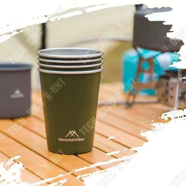 TD® Portabel utomhusmugg i rostfritt stål lätt att bära camping öl kaffemugg 350ml grön mugg
