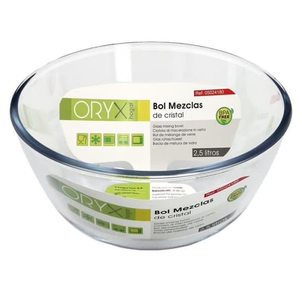 Glasskål, perfekt att blanda. 2,5 liter. BPA-fri, borosilikatglassallader, desserter, matlagning, bakverk