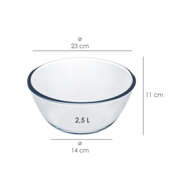 Glasskål, perfekt att blanda. 2,5 liter. BPA-fri, borosilikatglassallader, desserter, matlagning, bakverk