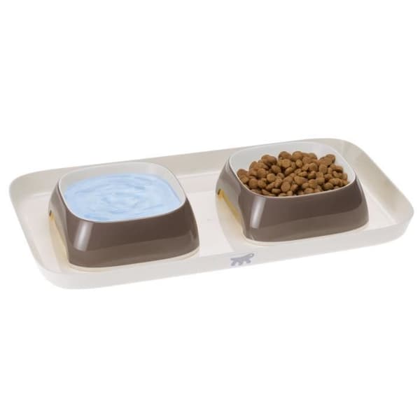 Ferplast mat- och vattenskål Glam Tray 800 ml 40 x 23 x 5,5 cm ljusbrun