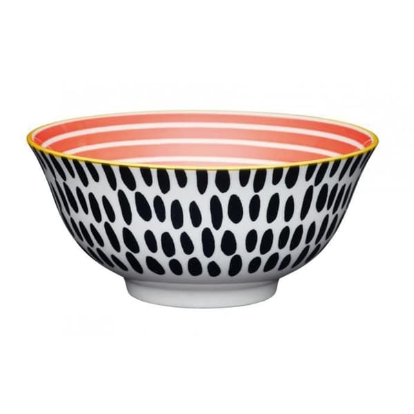 KitchenCraft bol Swirl 15,7 x 7,5 cm keramik svart/vit