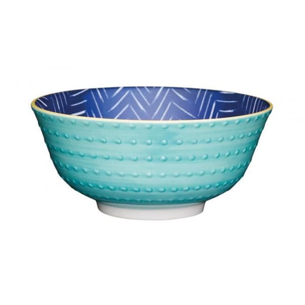 KitchenCraft bol Kontrastande Blå Chevron 15,7 cm keramik aqua