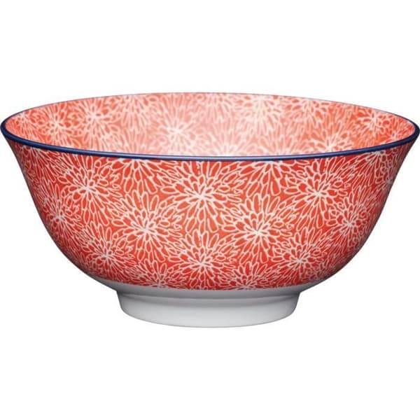 KitchenCraft bol Floral 15,5 x 7,5 cm keramik röd korall