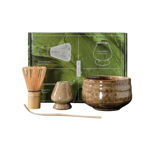 INF Elegant Matcha Ceremony Kit med Keramisk Skål & Bambuverktyg Gul