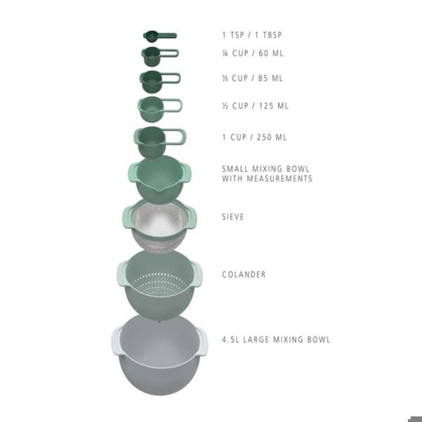 Sats med blandskålar - Joseph Joseph - Nest™ 9 Plus - 9 delar - Grön - Modern design