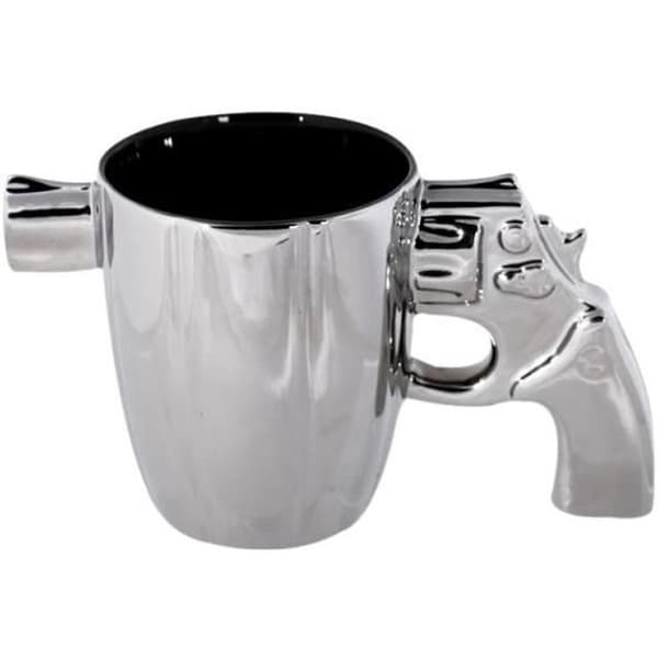Mugg - Bling Bling - Revolver - Keramik - 50 cl - Handtag i form av en kolv