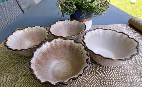 Pintocer - PCER-CERUPE-CEREAL3PACK4 - Spannmålsskålar, Beige, Set med 4 skålar, Stengods Keramik, Desanuyo skål, Soppskål.