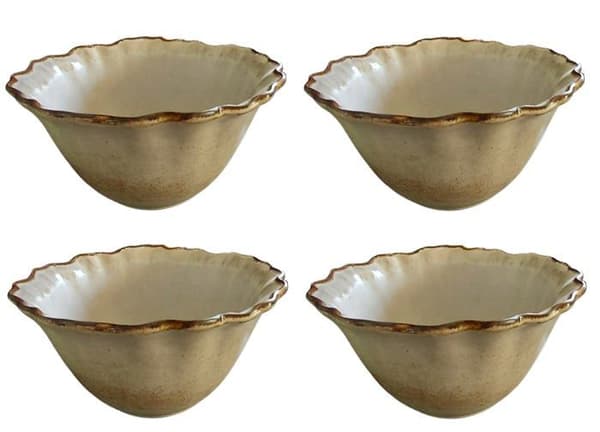 Pintocer - PCER-CERUPE-CEREAL3PACK4 - Spannmålsskålar, Beige, Set med 4 skålar, Stengods Keramik, Desanuyo skål, Soppskål.