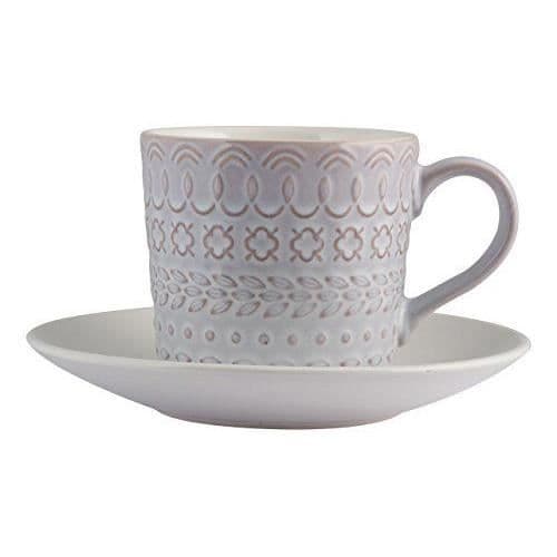 H-H H - H Lilian Set med 6 tekoppar med fat, stengods, lila, 45x 16x 8,5 cm - 552138