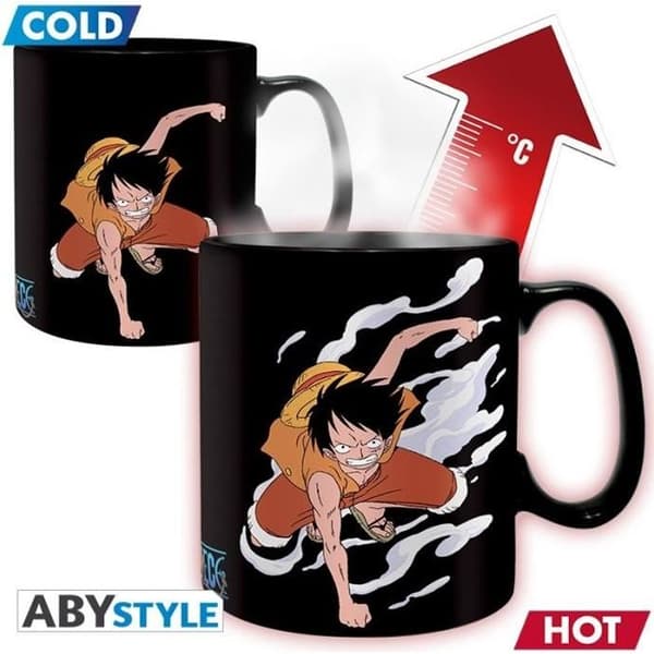 ONE PIECE Mug 460ml Magic Heat Changer Luffy and Ace Heat Change