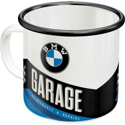 Kaffemugg - BMW - Metall - Vit - Rund - Med logotyp