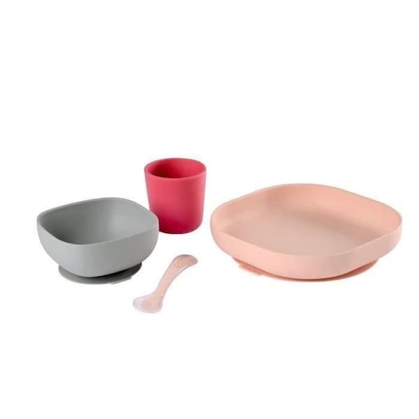 BEABA Silikonservis 4 delar - rosa
