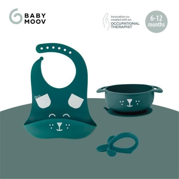 Babymoov ateriasetti 6-12 kk 3 osaa. FIRST'ISY koiran sininen