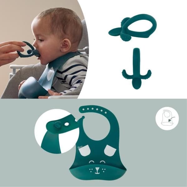Babymoov ateriasetti 6-12 kk 3 osaa. FIRST'ISY koiran sininen