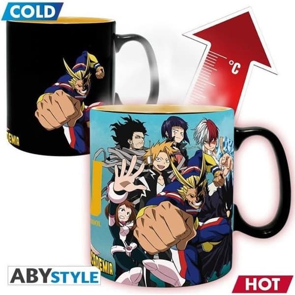 Värmeförändringsmugg - MY HERO ACADEMIA - 460 ml - Svart - Cylindrisk - Tål diskmaskin