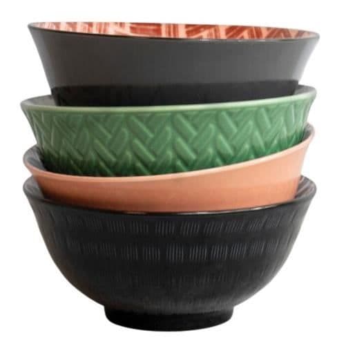 KitchenCraft keramiska skålar mönster 15 cm 4 st