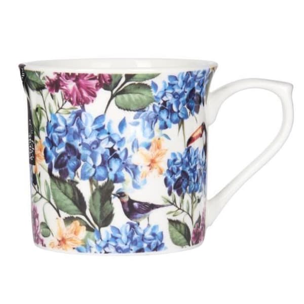 KitchenCraft mugg Fine Bone China Country Floral 300 ml vit/blå