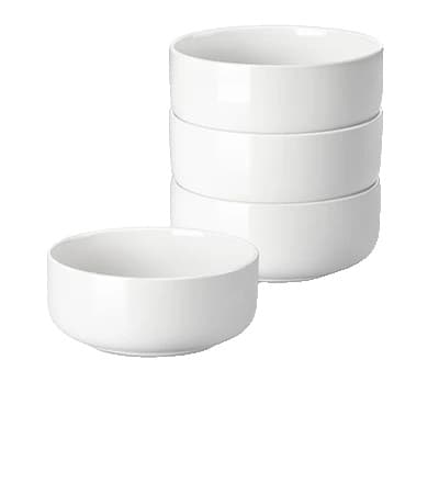 MALACASA Cereal Skåle, Elegant Rundt Design, 650ML Kapacitet,Hvid 4 Deles