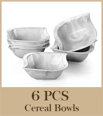 MALACASA Skål Sæt til Cerealer, Elegant Porcelænsdesign, Alsidig Brug,GRÅ-6STK