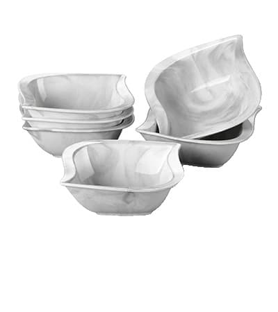 MALACASA Skål Sæt til Cerealer, Elegant Porcelænsdesign, Alsidig Brug,GRÅ-6STK