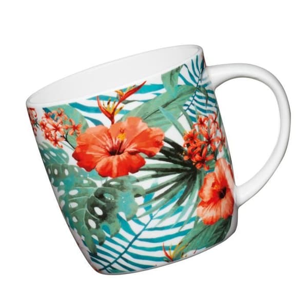 KitchenCraft mugg Dschungel 425 ml porslin vit/grön/orange