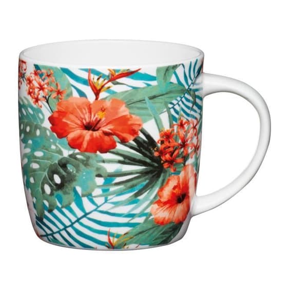 KitchenCraft mugg Dschungel 425 ml porslin vit/grön/orange