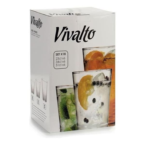 Set med Vivalto glasögon (17 x 40 x 25 cm) (18 delar) 6 x (51 cl) / 6 x (34 cl) / 6 x (23 cl)
