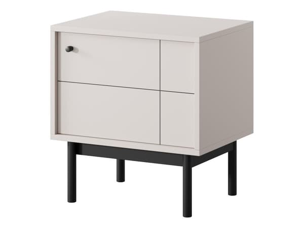 Yöpöytä: yksi ovi, kaksi hyllyä, Väri: kashmir puujalat: musta, Huonekalun mitat: l: 53,5 cm, k: 56,6 cm, s: 39 cm,