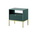 Miniatyrbillede 1 af 5: Nachttisch: zwei Schubladen, Farbe: Labrador, Gestellfarbe: Gold Möbelmaße: Breite: 54 cm, Höhe: 56 cm, Tiefe: 39 cm,
