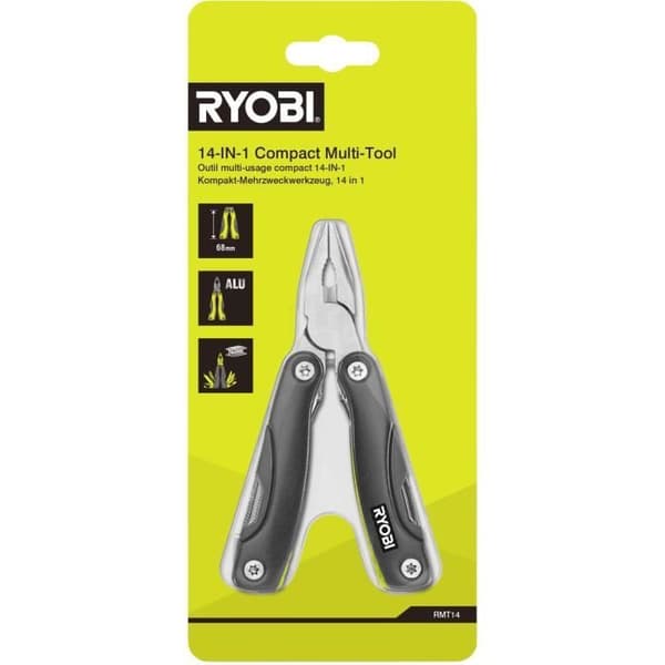 14-in-1 monikäyttöpihdit - RYOBI - Pihdit, sakset, pullonavaajat, veitsi, ruuvimeisseli, pihdit, naskali, saha, viila, veitset -