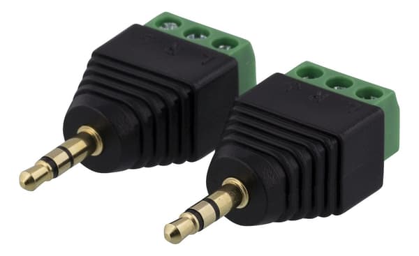 3-pin Terminal block to 3.5mm, 2-Pack, Screw fix, 3.5mm male