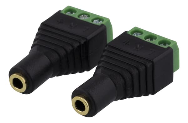 3-pin Terminal block 3.5mm, 2-Pack, Screw fix, 3.5mm female