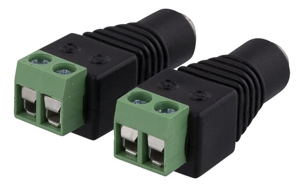 2-pin Terminal block to 5.5 DC, 2-Pack, Screw fix, 5.5 DC