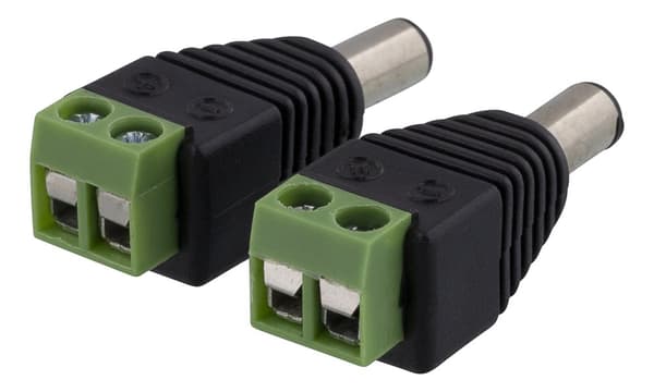 2-pin Terminal block to 5.5 DC, 2-Pack, Screw, 5.5 DC male