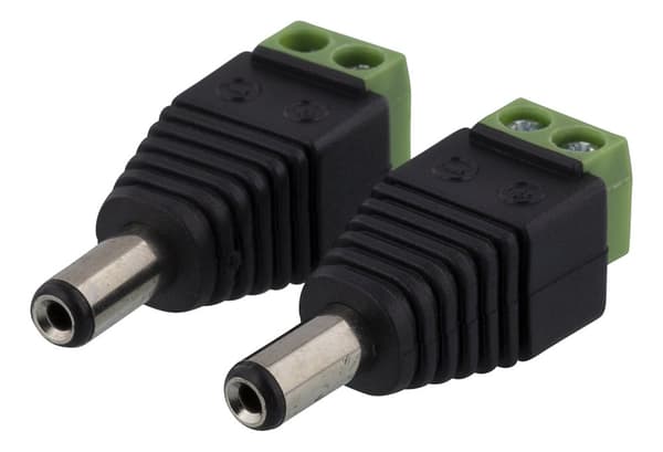 2-pin Terminal block to 5.5 DC, 2-Pack, Screw, 5.5 DC male