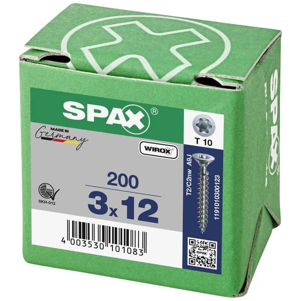 SPAX 1191010300123 Träskruv 3 mm 12 mm T-STAR plus Stål WIROX 200 st