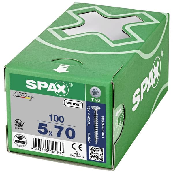 SPAX 1191010500703 Träskruv 5 mm 70 mm T-STAR plus Stål WIROX 100 st