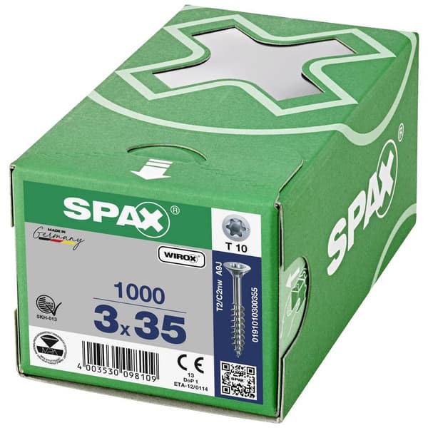 SPAX 191010300355 Träskruv 3 mm 35 mm T-STAR plus Stål WIROX 1000 st