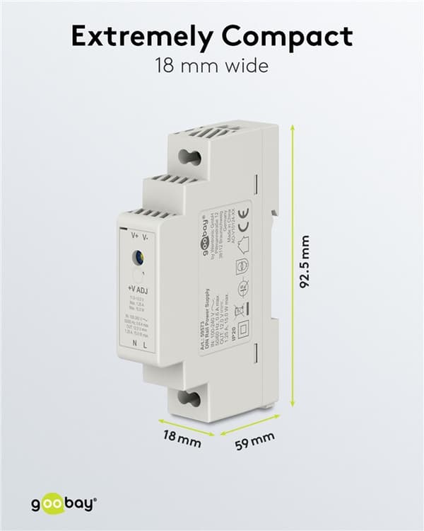 Strömförsörjning för DIN-skena 12 V (DC), 1,25 A, 15 W