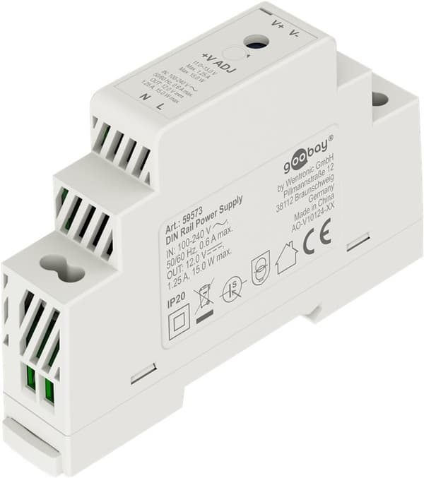 Strömförsörjning för DIN-skena 12 V (DC), 1,25 A, 15 W